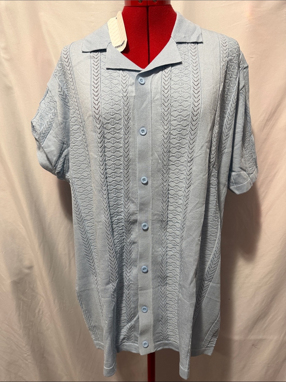 Casual Light Blue Short-Sleeve Button-Down Shirt